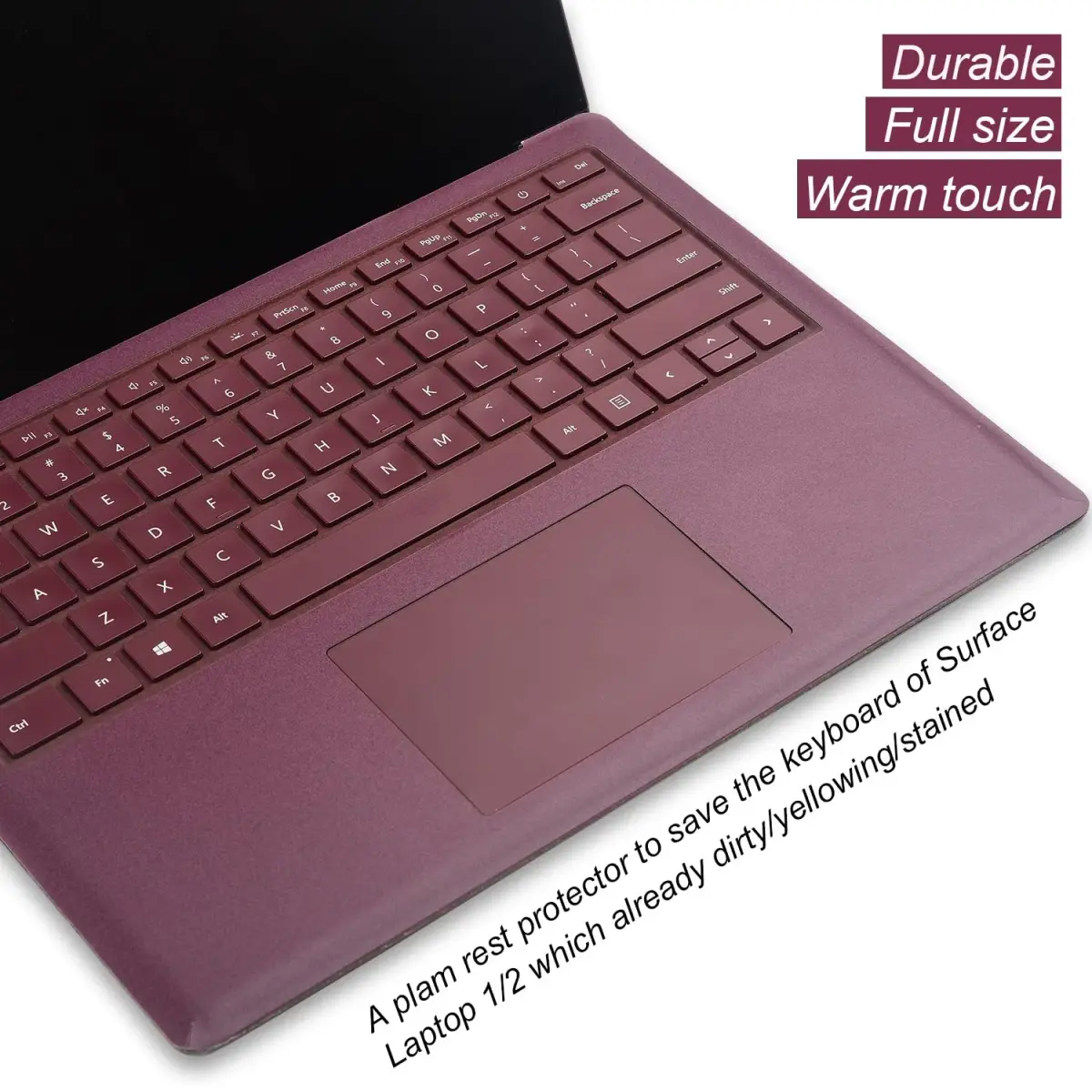 xisiciao Full Size Keyboard Palm Rest Protector Burgundy for Microsoft Surface Laptop 13.5 Inch | Scratch-Resistant PVC Cover - view 3