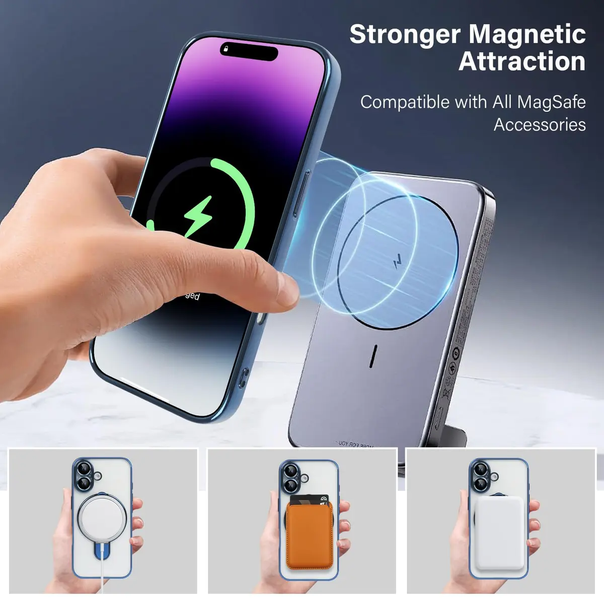 Omio Magnetic Invisible Stand Case for iPhone 16 Ultramarine | Slim Shockproof with Camera Lens Protector - view 5