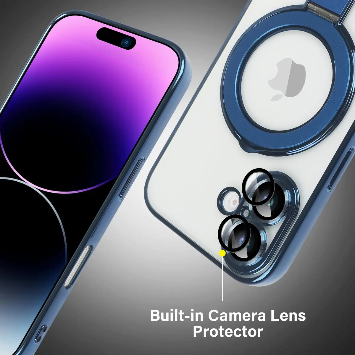 Omio Magnetic Invisible Stand Case for iPhone 16 Ultramarine | Slim Shockproof with Camera Lens Protector - view 6