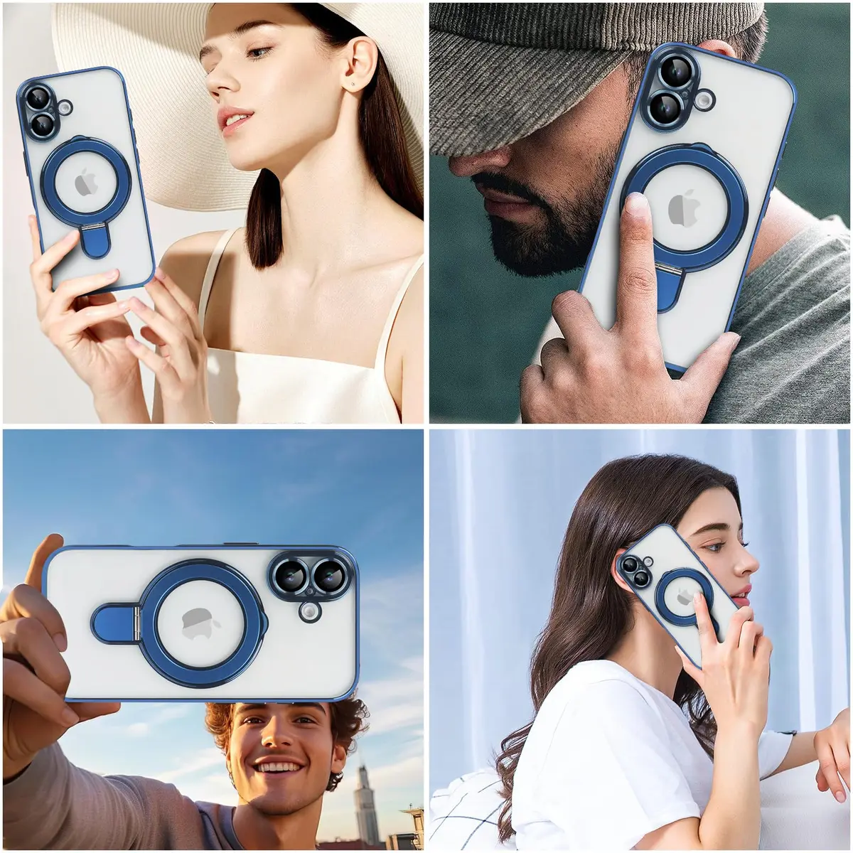 Omio Magnetic Invisible Stand Case for iPhone 16 Ultramarine | Slim Shockproof with Camera Lens Protector - view 7