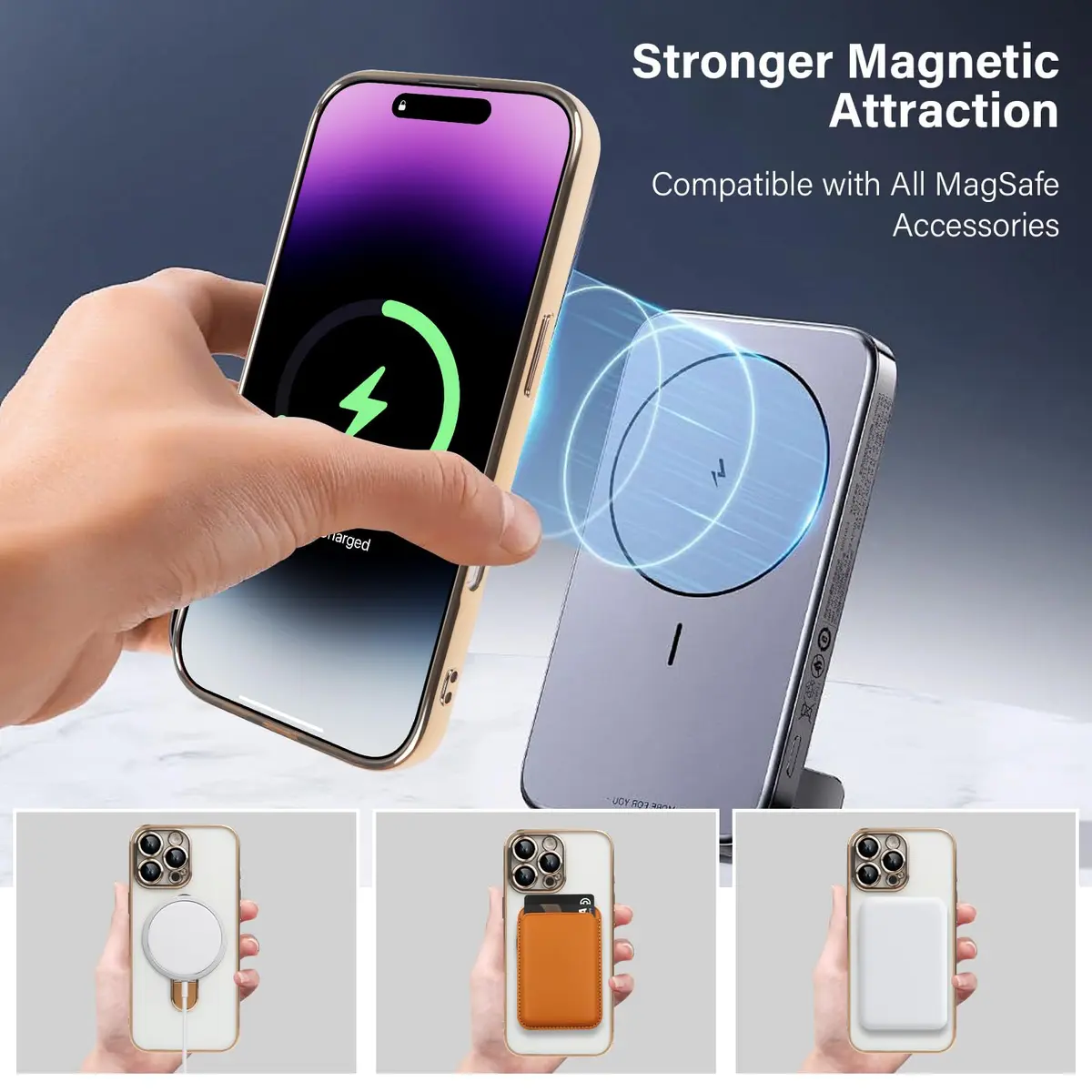 Omio Magnetic Invisible Stand Case for iPhone 16 Pro Max 6.9 inch | Clear Plating with Kickstand & MagSafe Support - view 5