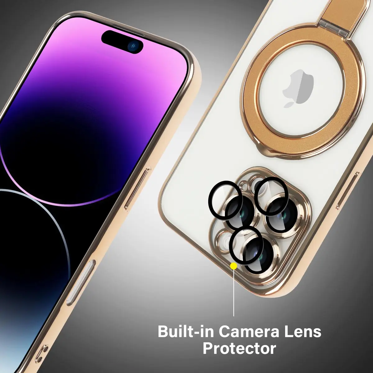 Omio Magnetic Invisible Stand Case for iPhone 16 Pro Max 6.9 inch | Clear Plating with Kickstand & MagSafe Support - view 6