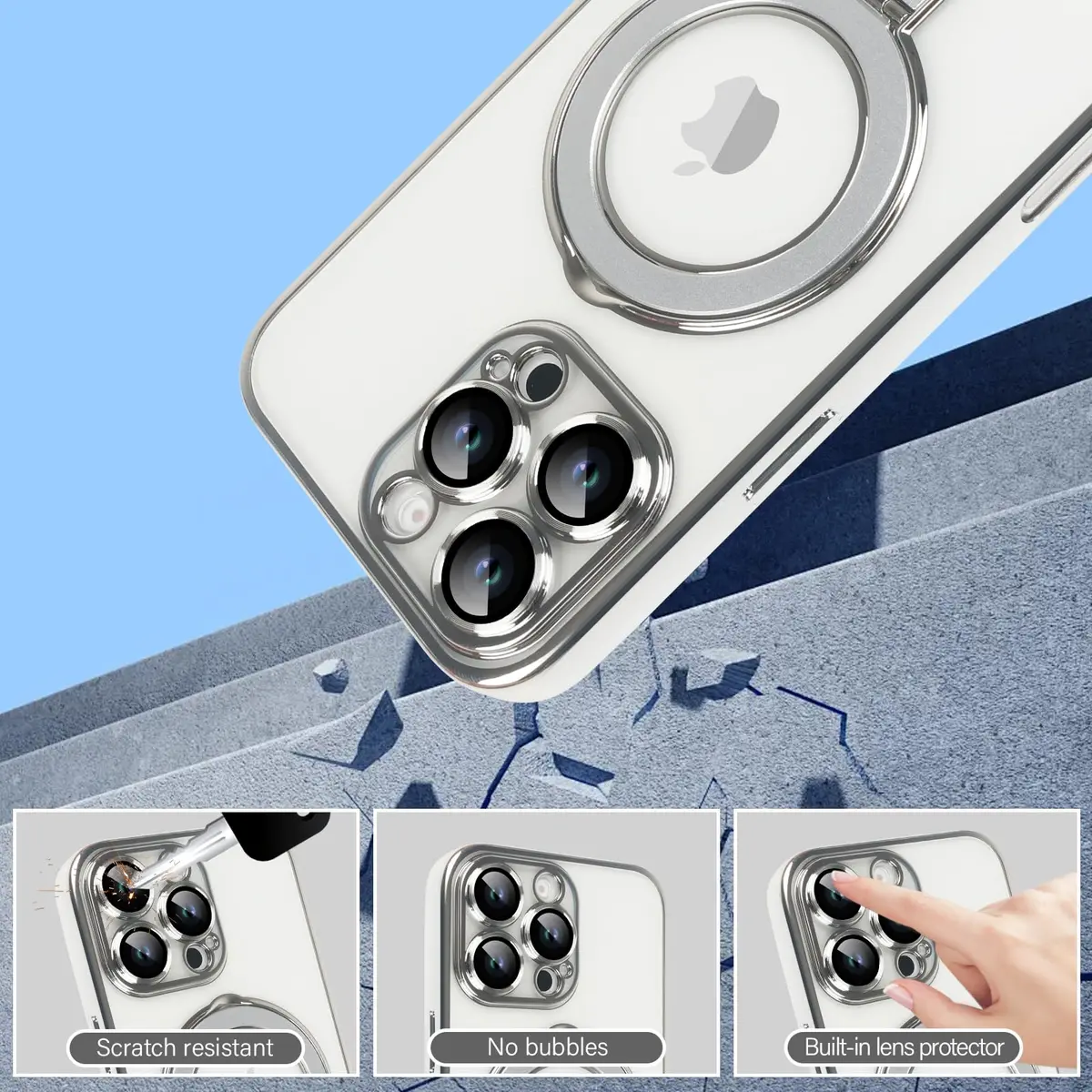 Omio Clear Magnetic Stand Case for iPhone 16 Pro Max 6.9 inch | Compatible with MagSafe, Shockproof TPU with Camera Lens Protector - view 4