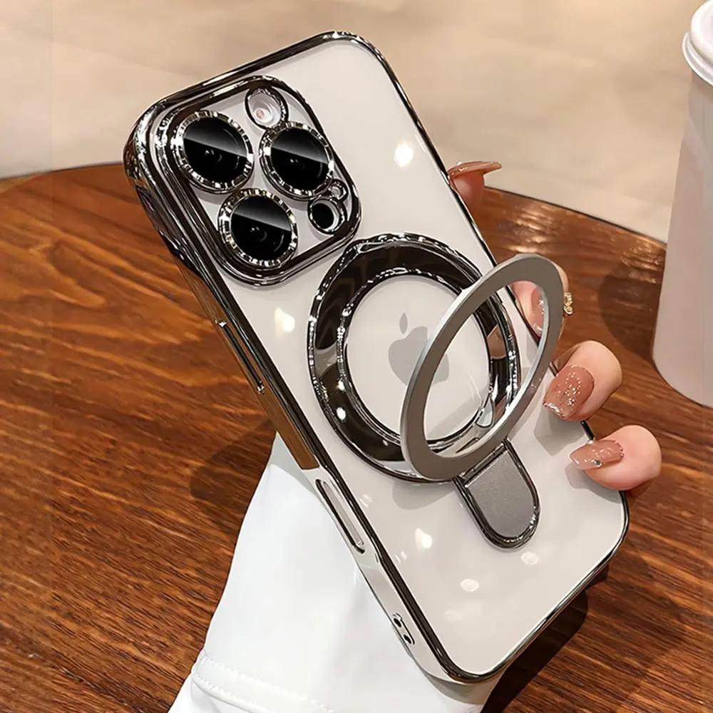 Omio Clear Magnetic Stand Case for iPhone 16 Pro Max 6.9 inch | Compatible with MagSafe, Shockproof TPU with Camera Lens Protector - main product image