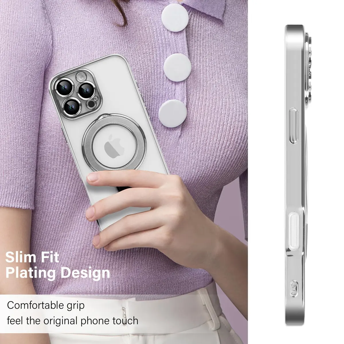 Omio Clear Magnetic Stand Case for iPhone 16 Pro Max 6.9 inch | Compatible with MagSafe, Shockproof TPU with Camera Lens Protector - view 2