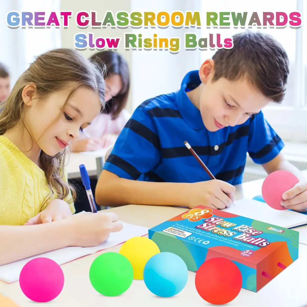 VISCOO 8 Pack Slow Rising Stress Balls, 5 cm (2 Inch) | Non-Toxic TPR for Anxiety Relief - view 6
