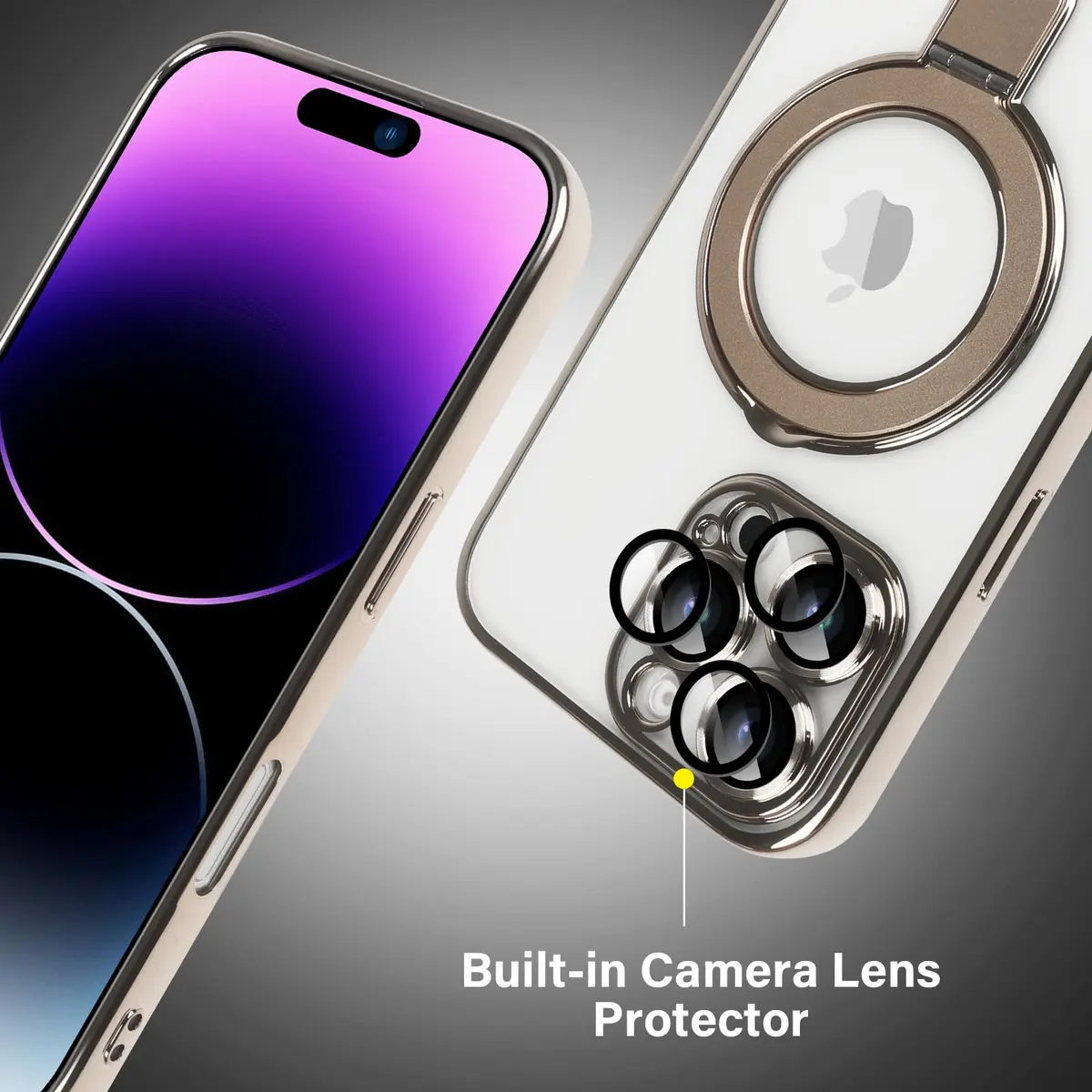 Omio Magnetic Invisible Stand Case for iPhone 16 Pro Max 6.9 inch | Clear Plating Soft Shockproof with Camera Lens Protector - view 6