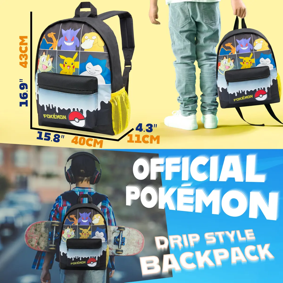 Pokémon Kids Anime Backpack, 40 cm (15.7 x 12.2 x 3.9 inches) | Pikachu & Friends School Bag - view 2