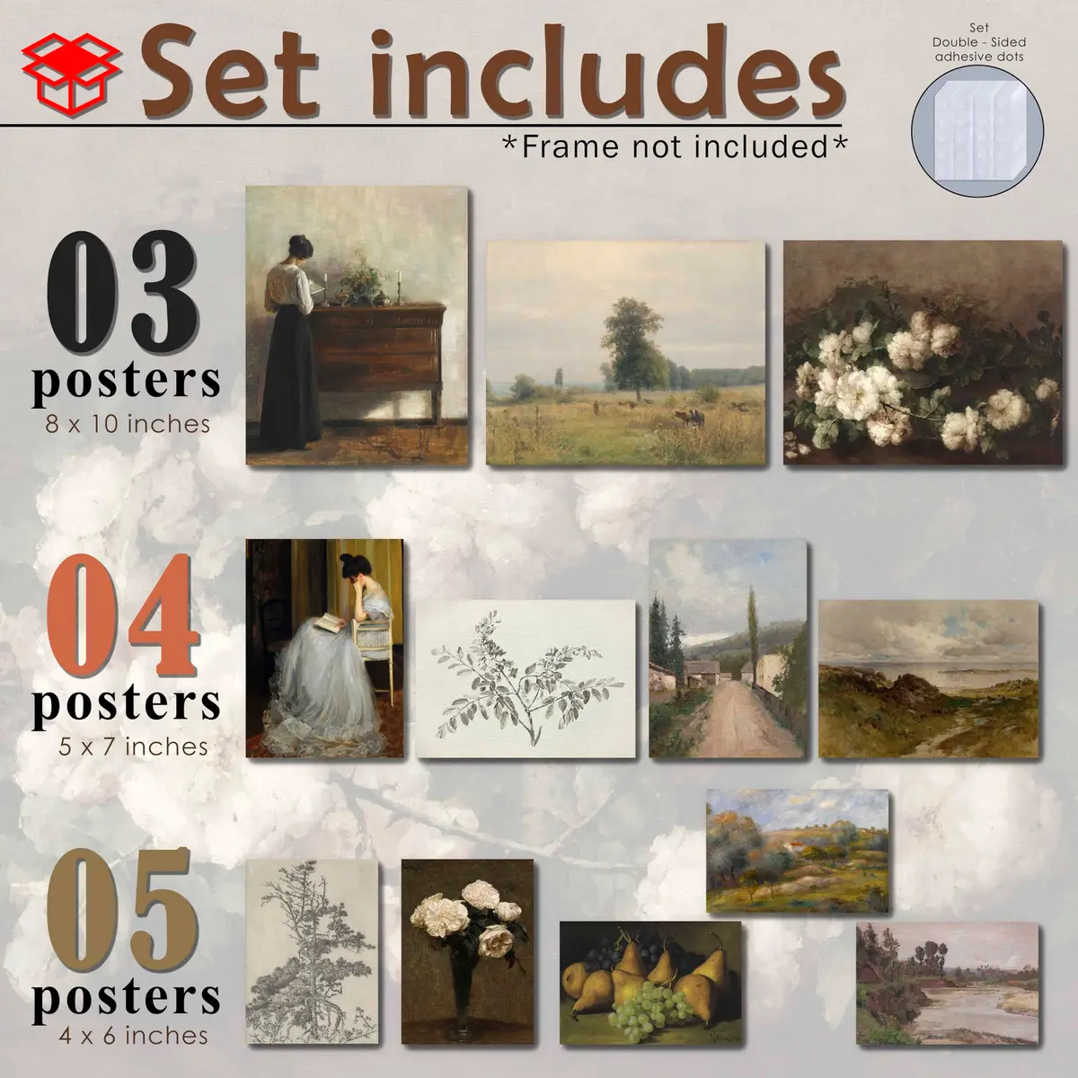 LANCHI95 12 Pcs Unframed Vintage Moody Reading Art - Dark Academia Decor, Vintage Posters for Room, Moody gallery wall art, Eclectic French Country Pictures Wall Decor for Bedroom - view 2