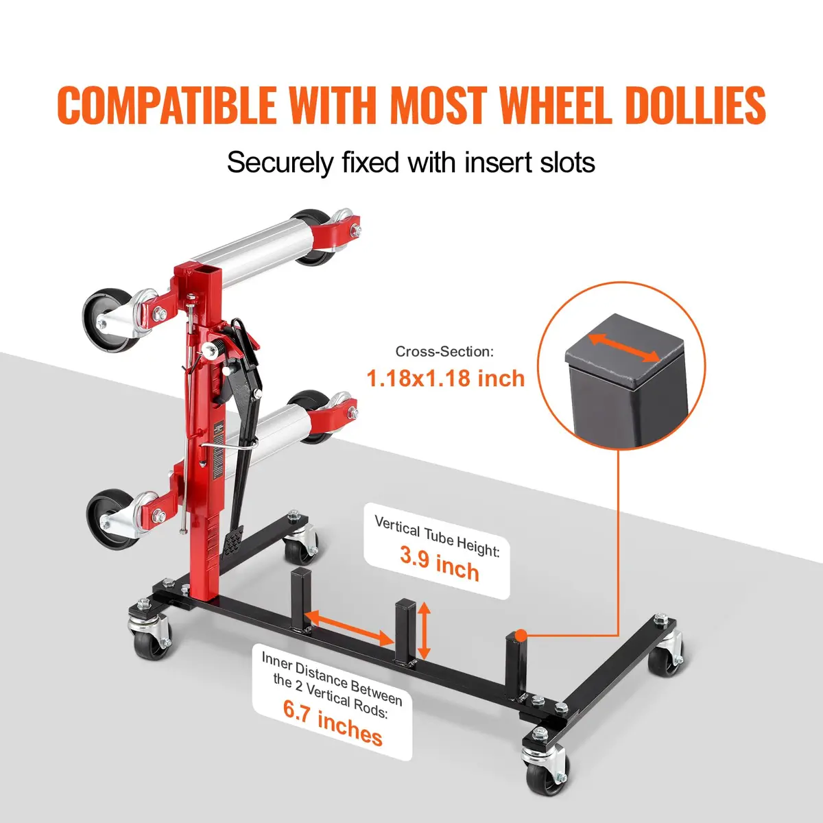 VEVOR Car Dolly Rack, Storage Rack with 360° Rotatable Wheels, Heavy-Duty Steel, 31.3x18.8x8.8 inch | Space-Efficient Garage Organizer - view 5