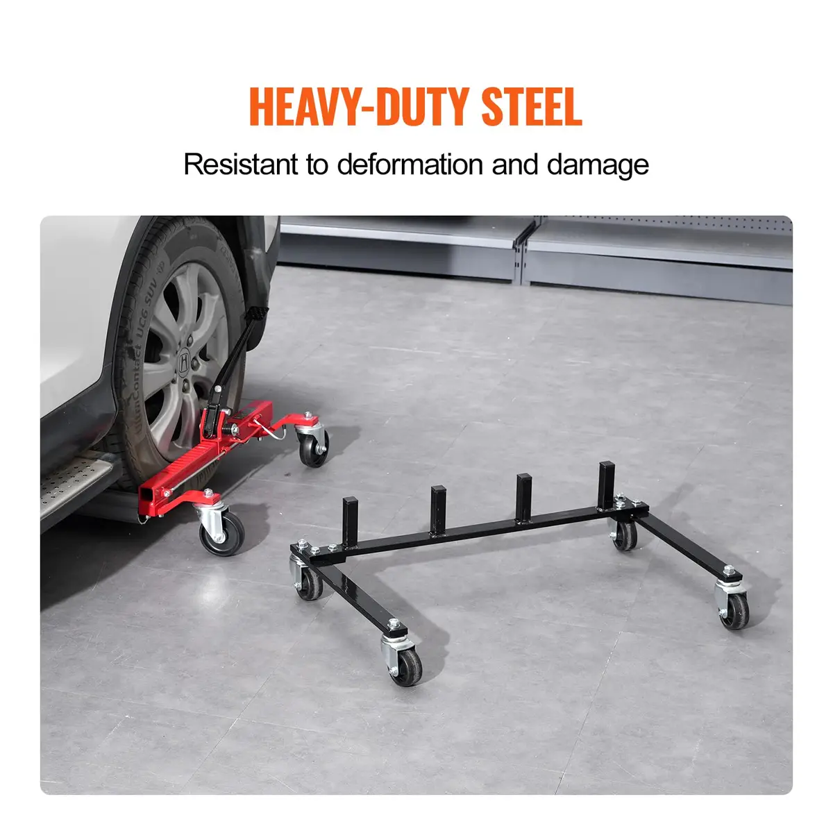 VEVOR Car Dolly Rack, Storage Rack with 360° Rotatable Wheels, Heavy-Duty Steel, 31.3x18.8x8.8 inch | Space-Efficient Garage Organizer - view 6