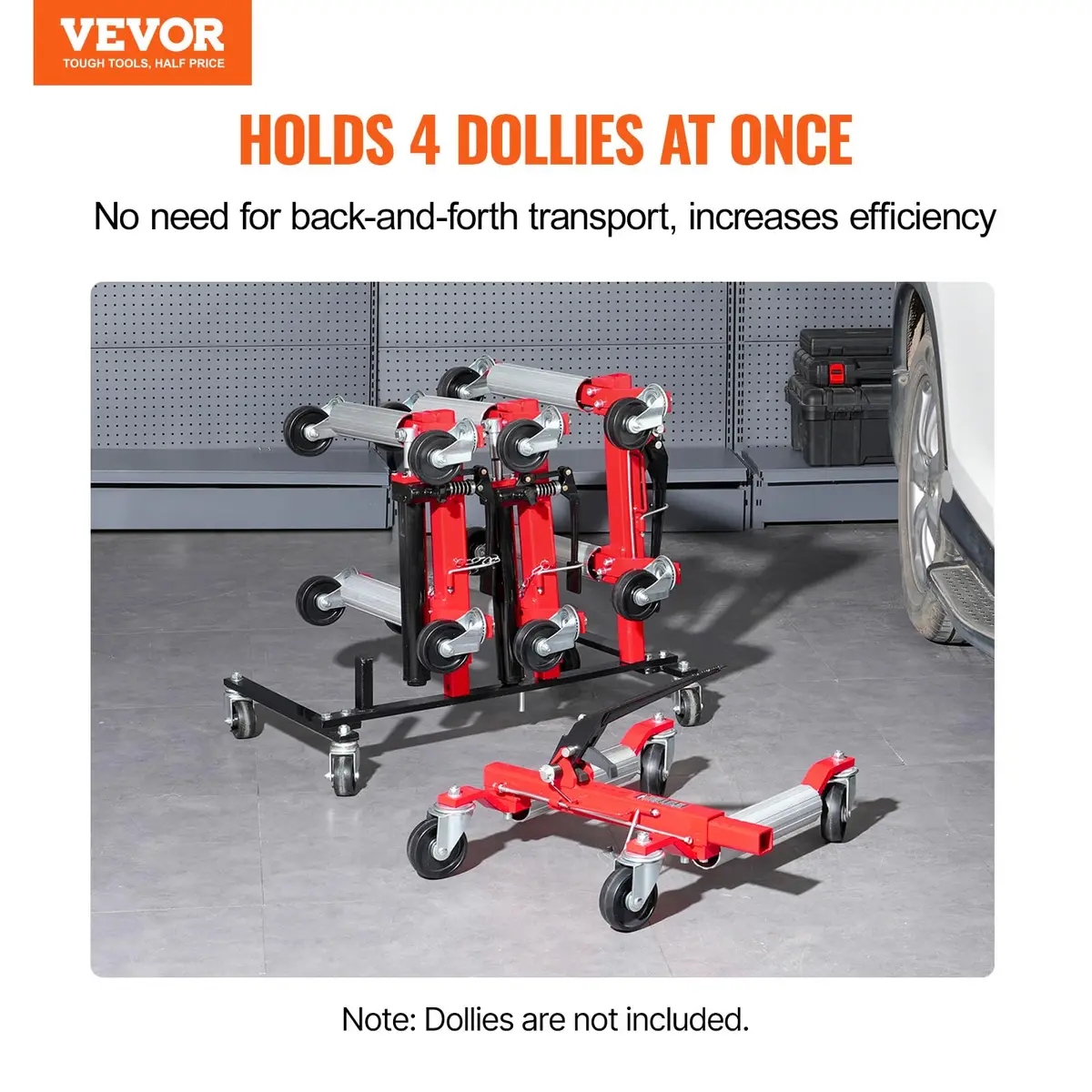 VEVOR Car Dolly Rack, Storage Rack with 360° Rotatable Wheels, Heavy-Duty Steel, 31.3x18.8x8.8 inch | Space-Efficient Garage Organizer - view 2