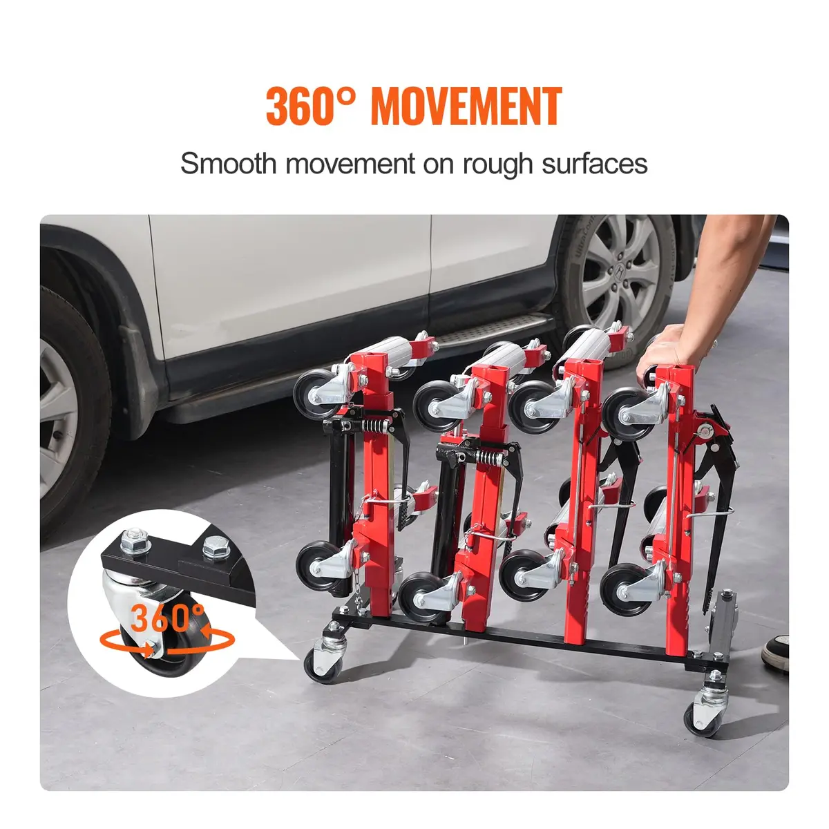 VEVOR Car Dolly Rack, Storage Rack with 360° Rotatable Wheels, Heavy-Duty Steel, 31.3x18.8x8.8 inch | Space-Efficient Garage Organizer - view 3