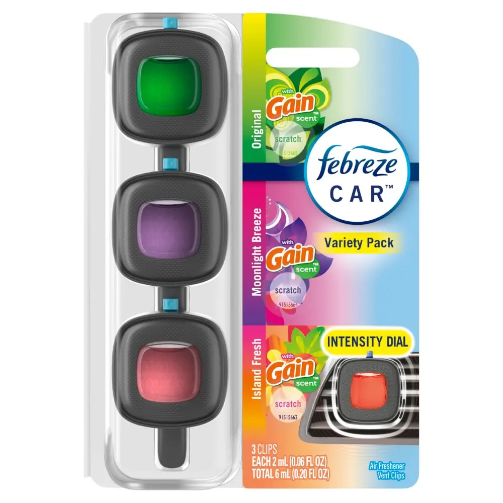 Febreze Car Air Freshener Vent Clips Mixed Gain Scent 3 Count | Odor-Fighting Automotive Fragrance - view 9