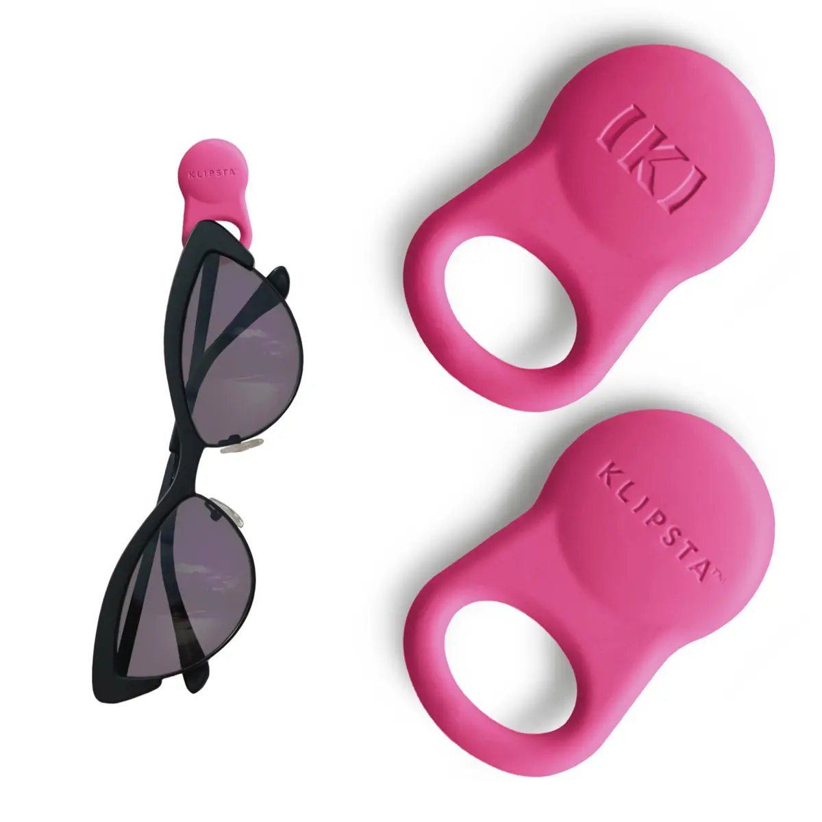 KLIPSTA SPEX Magnetic Glasses Holder Clip 2-Pack (Hot Pink) | Secure Eyewear & ID Badge Clip - main product image
