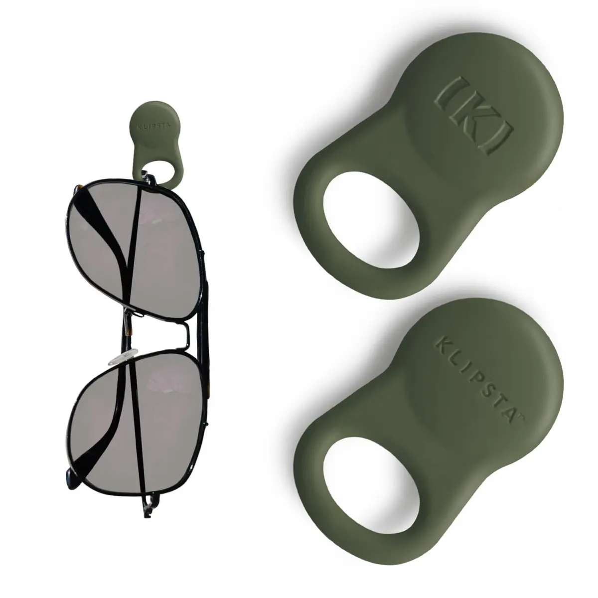 KLIPSTA SPEX Magnetic Glasses Holder Clip 2-Pack (Olive Green) | Attaches to Clothes, Alternative to Eyewear Straps - main product image