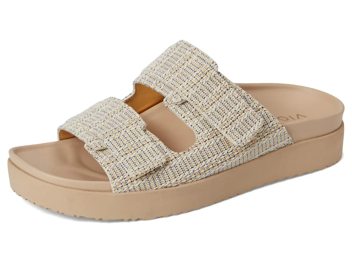 Vionic Women's Riviera Slide Sandals Skipper Blue/Gold 7.5 Wide | Built-in VIO MOTION Technology Arch Support - view 2