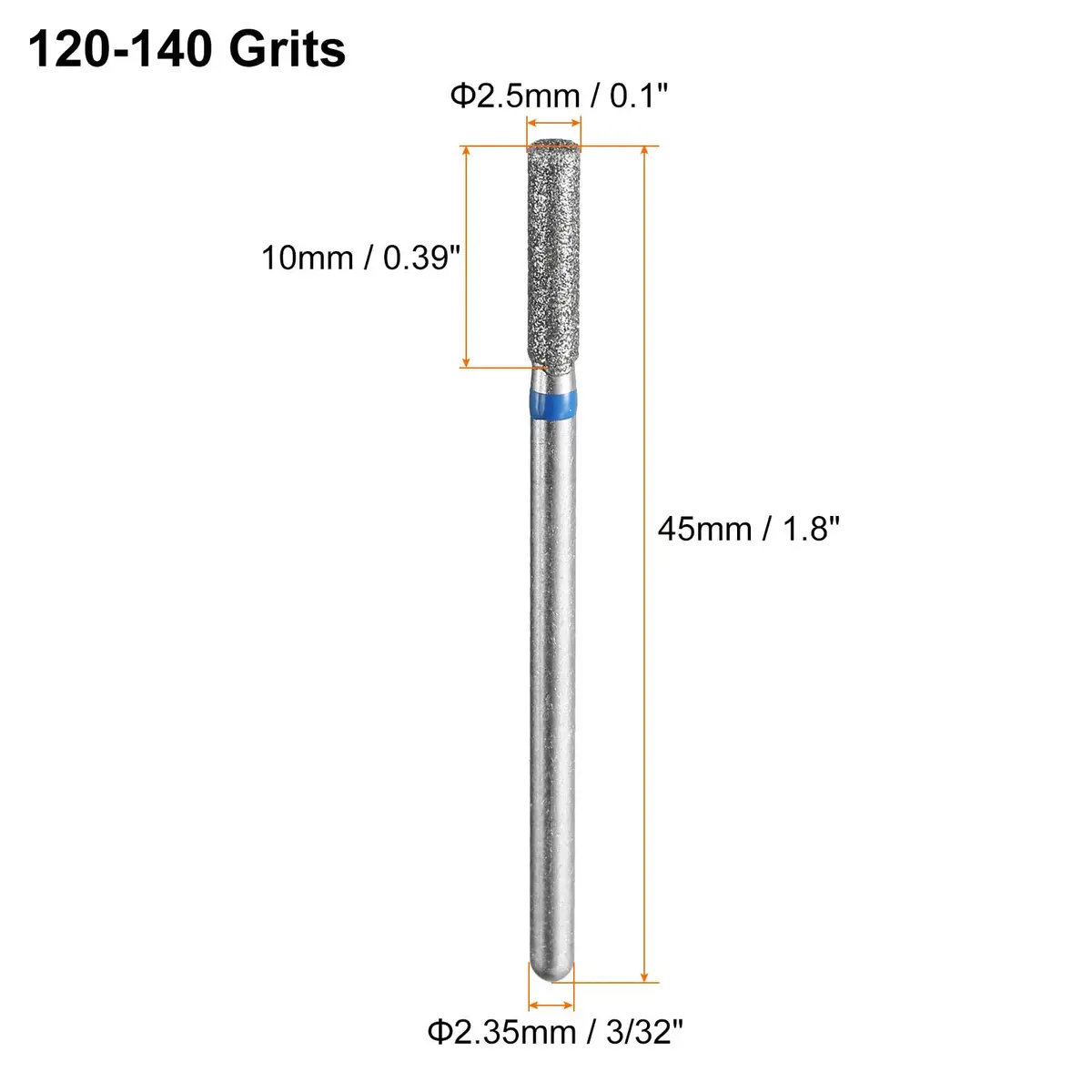 HARFINGTON 10pcs Diamond Grinding Bit Set 2.5mm Cylinder Head 2.35mm Shank | For Ceramic, Glass, Stone, Metal & Nails - view 2