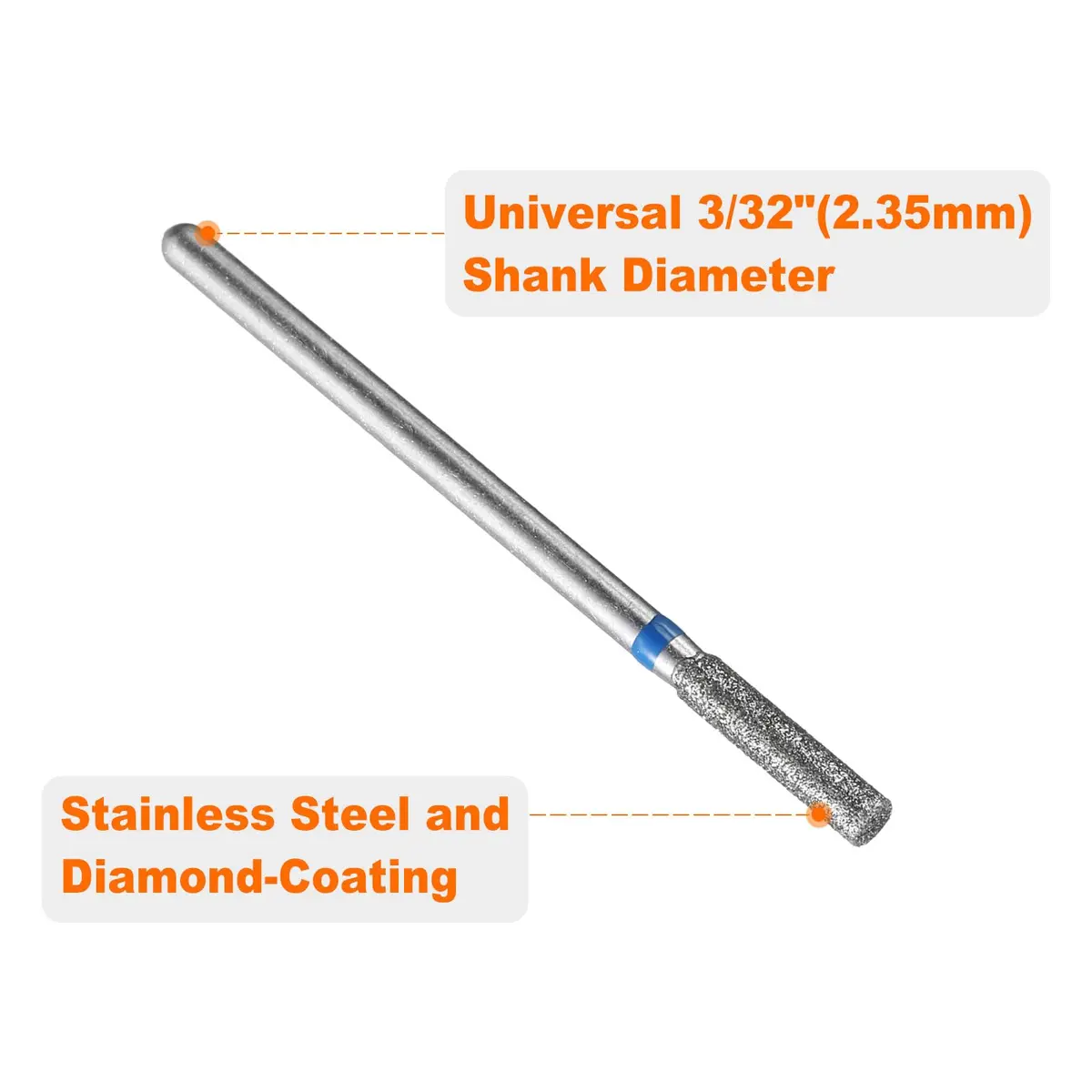 HARFINGTON 10pcs Diamond Grinding Bit Set 2.5mm Cylinder Head 2.35mm Shank | For Ceramic, Glass, Stone, Metal & Nails - view 4