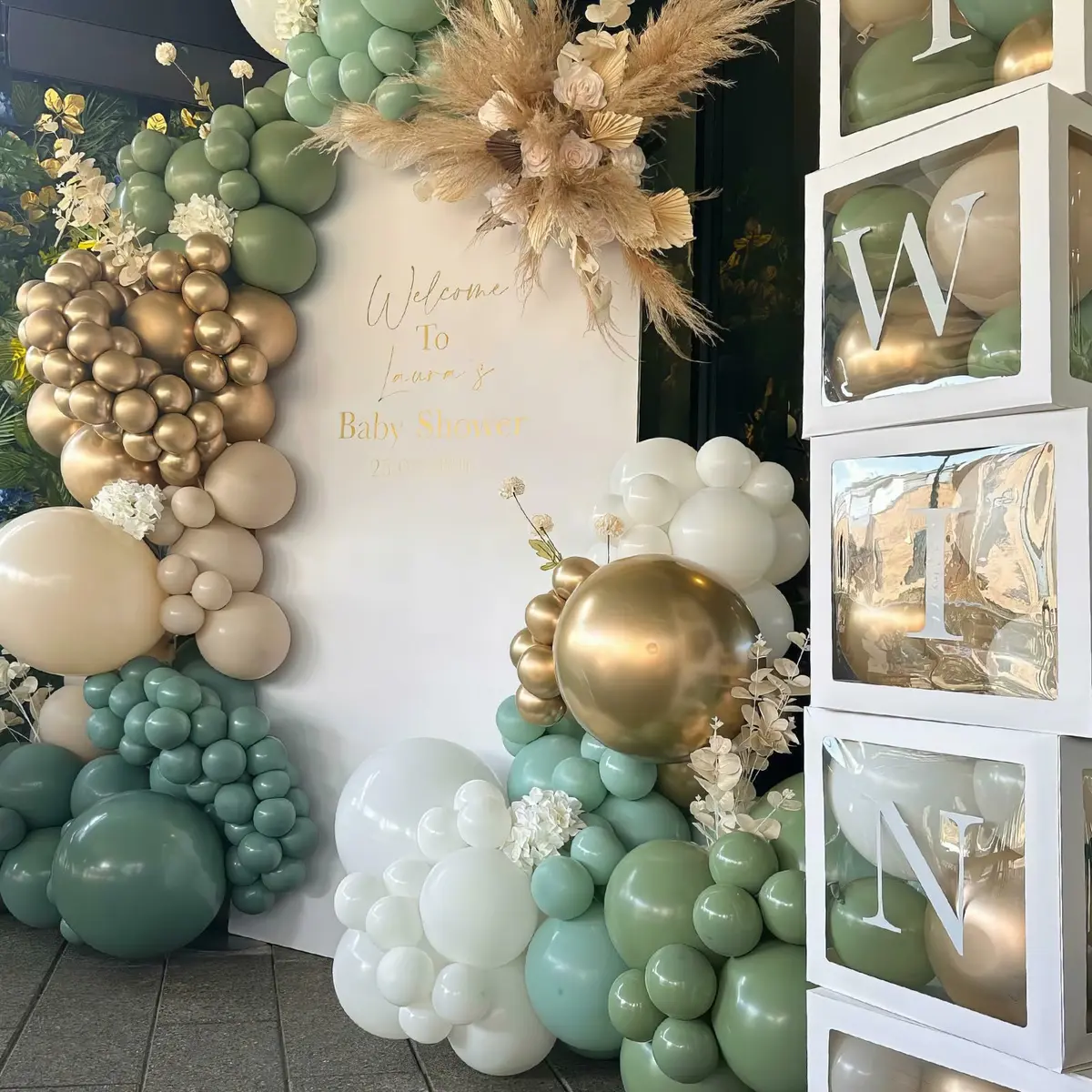 HILAVO Dusty Blue Sage Green Balloon Arch Kit 98 pcs (2.27 kg / 5 lb) | Jungle Safari Birthday Baby Shower Wedding Party Decorations - view 4