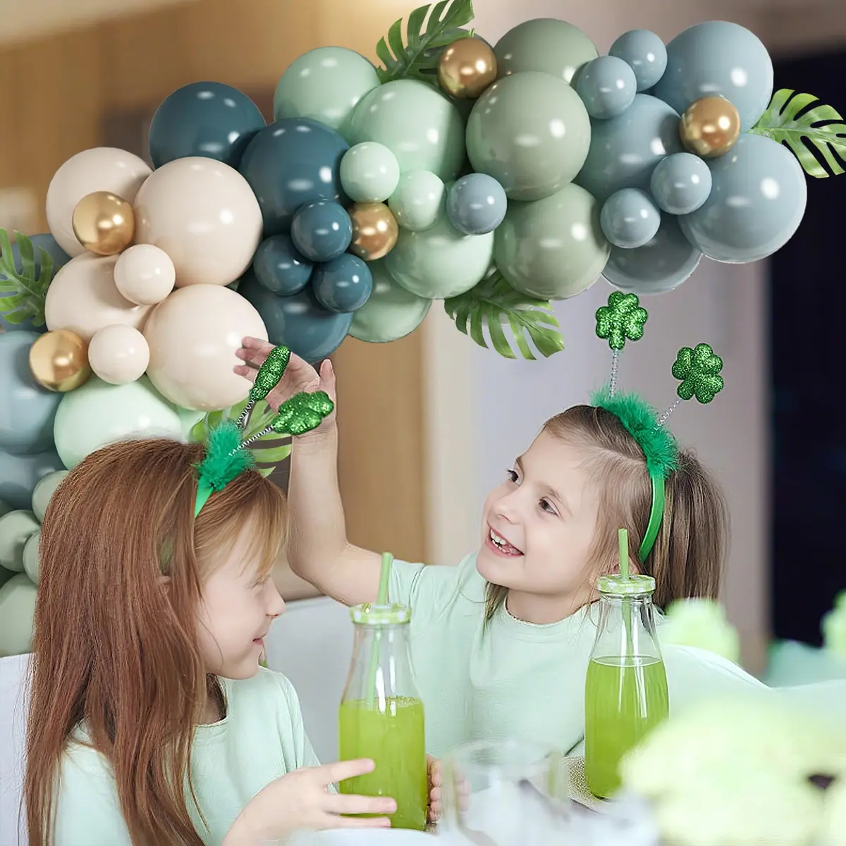HILAVO Dusty Blue Sage Green Balloon Arch Kit 98 pcs (2.27 kg / 5 lb) | Jungle Safari Birthday Baby Shower Wedding Party Decorations - view 6