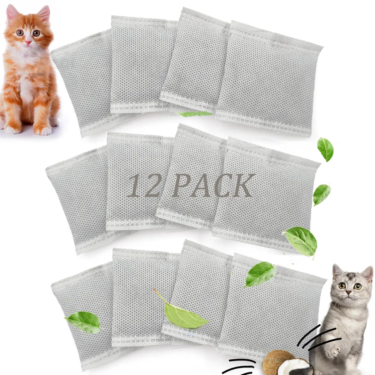 PurifyLogix Natural Activated Charcoal Filters for Hooded Cat Litter Box, 12 Pack | Odor Control Replacement - main product image