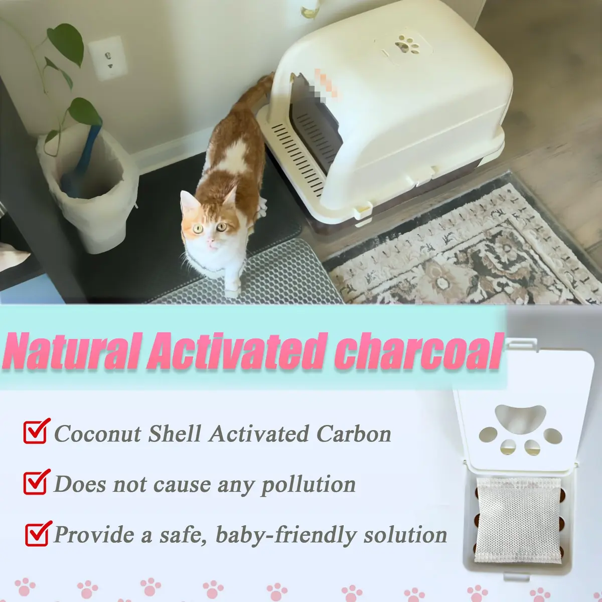 PurifyLogix Natural Activated Charcoal Filters for Hooded Cat Litter Box, 12 Pack | Odor Control Replacement - view 5
