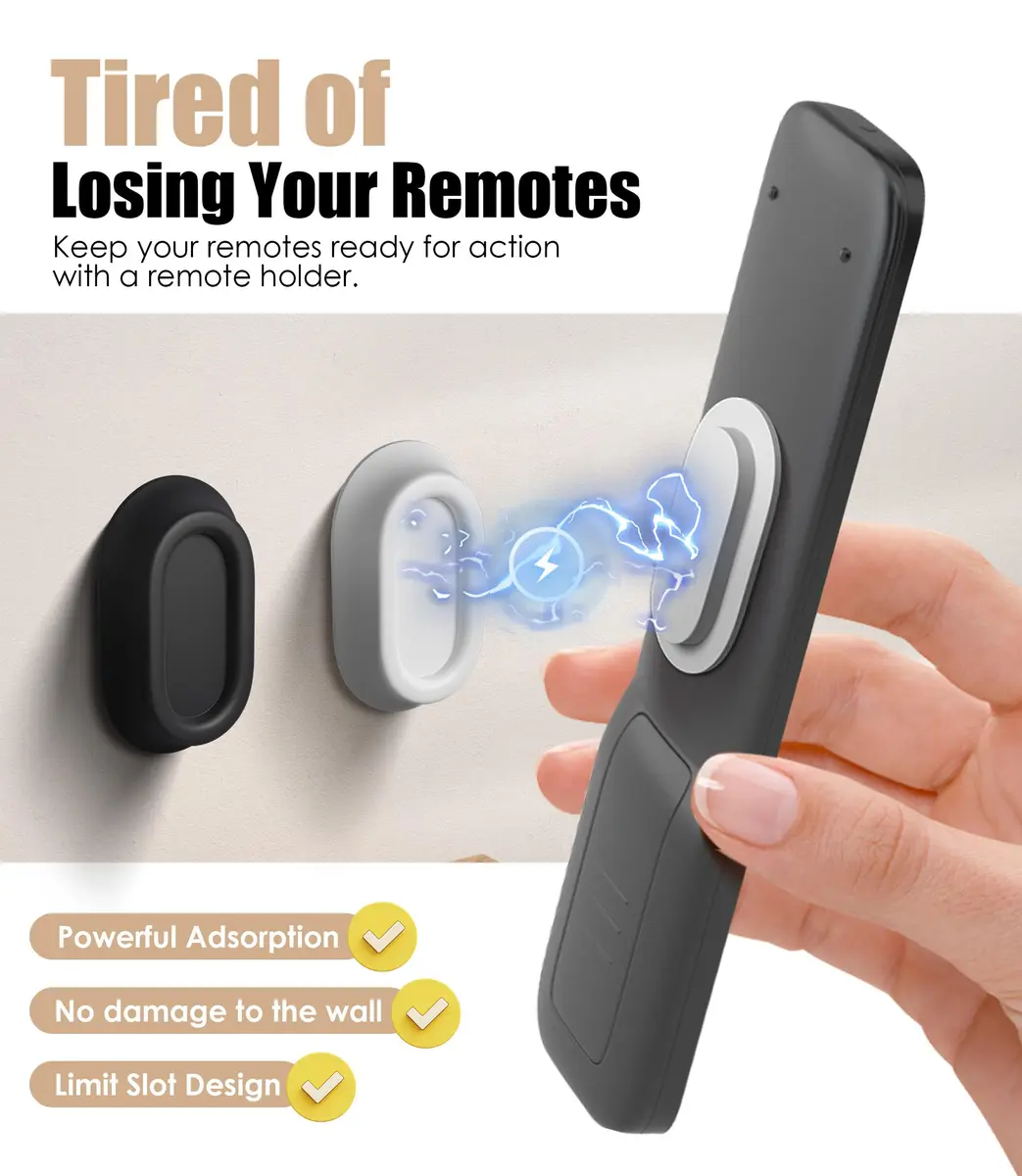 Nearockle Magnetic Remote Control Holder Wall Mount for TV/Fan, Black & White (4-Pack) | Strong N52 Magnet, No-Drill Installation - view 5