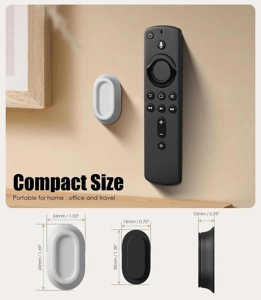 Nearockle Magnetic Remote Control Holder Wall Mount for TV/Fan, Black & White (4-Pack) | Strong N52 Magnet, No-Drill Installation - view 2