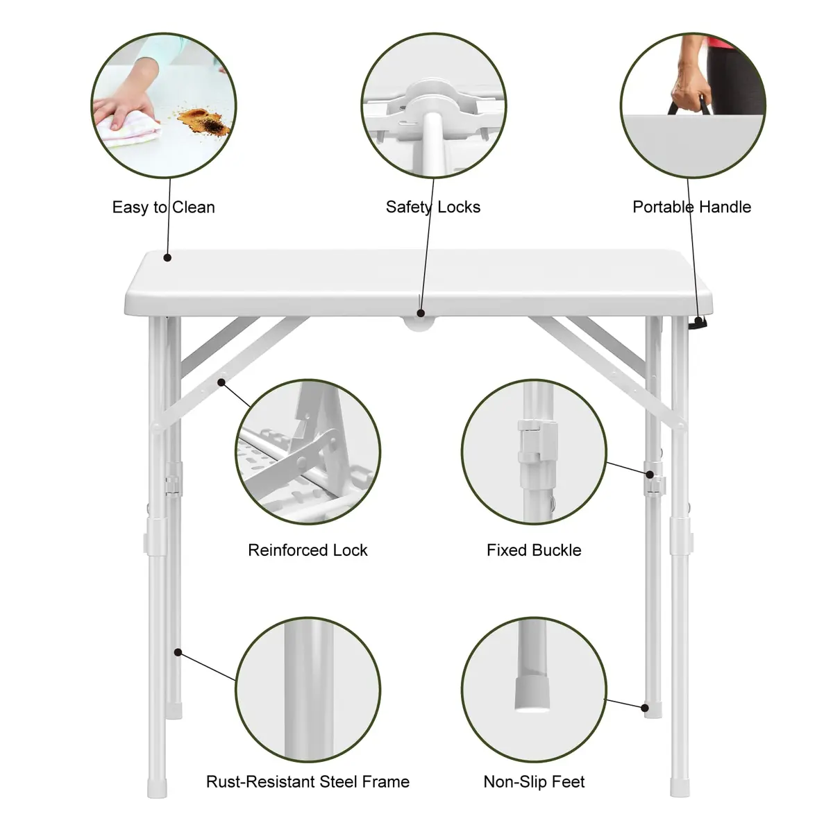 Linkriseed 34" Folding Table for Camping, Parties, School, Picnic | Heavy-Duty, Waterproof & Portable - view 6