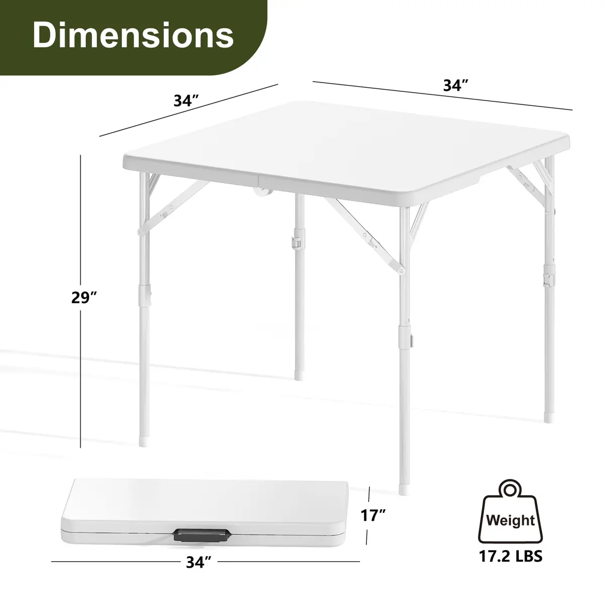 Linkriseed 34" Folding Table for Camping, Parties, School, Picnic | Heavy-Duty, Waterproof & Portable - view 8