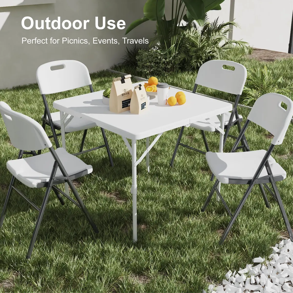 Linkriseed 34" Folding Table for Camping, Parties, School, Picnic | Heavy-Duty, Waterproof & Portable - view 3