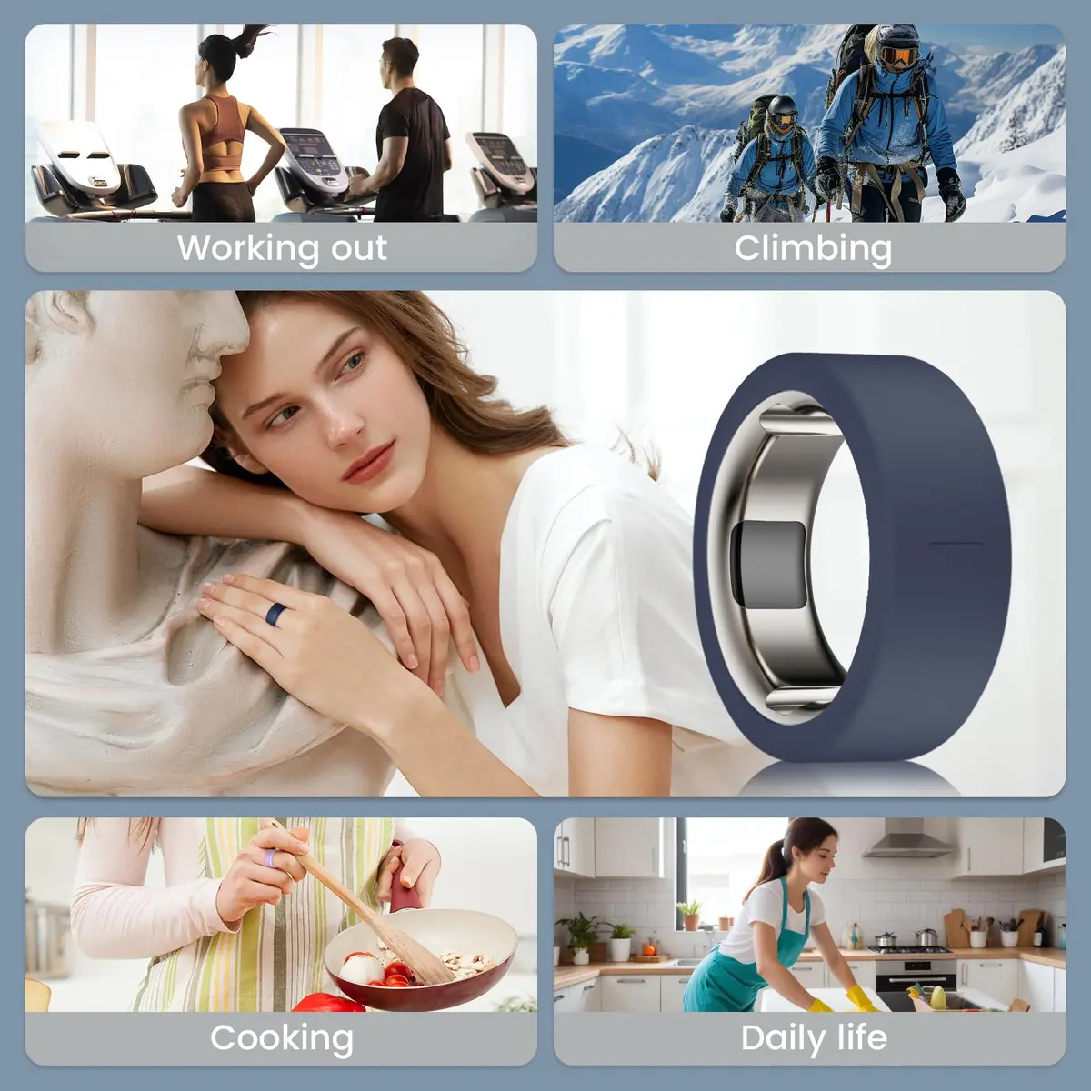 sylacor Ring Cover for Oura Ring Gen 4/3 & Samsung Galaxy Ring, 8-Pack Silicone, Adjustable Size - view 6