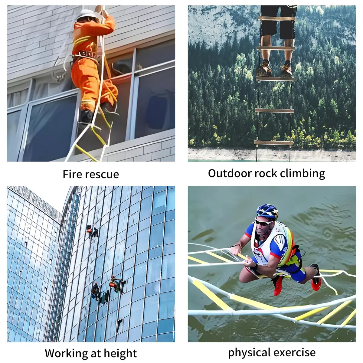 LZ.MZXU Fire Escape Ladder 13FT (3.96m) | Portable Rope Ladder with 2 Hooks for 2 Story Buildings - view 6