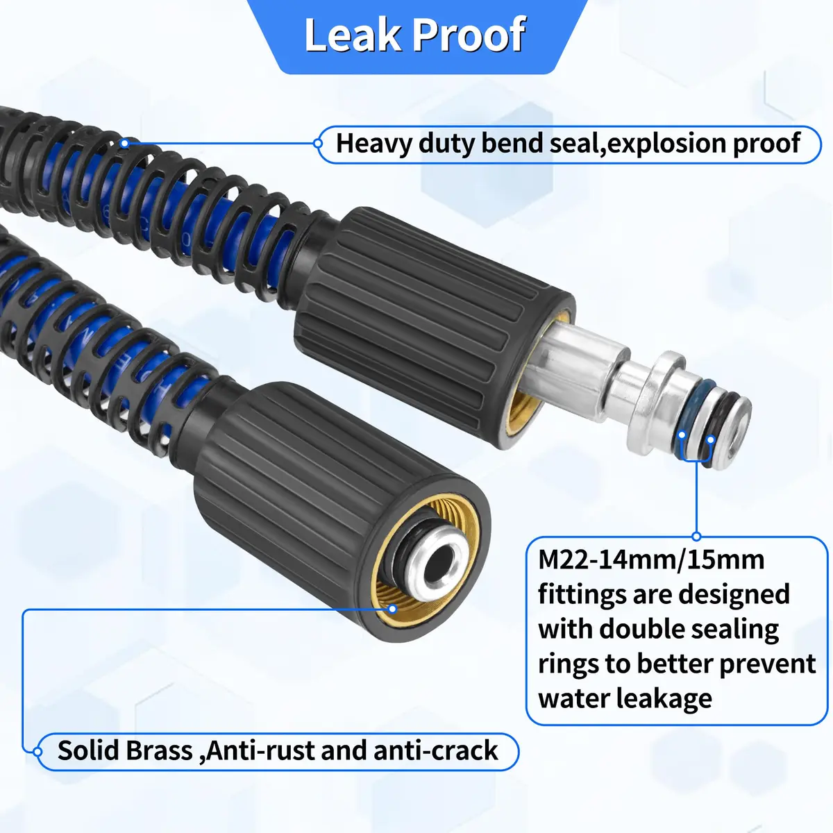 VIHEG Pressure Power Washer Hose 100 ft | Super Flexible, Kink Resistant, 4200 PSI - view 6