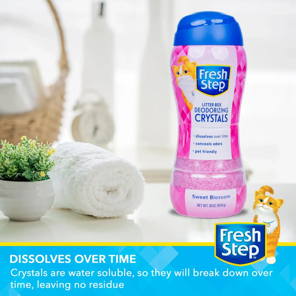 Fresh Step Sweet Blossom Scent Cat Litter Crystals Deodorizer, 30 Oz - view 4