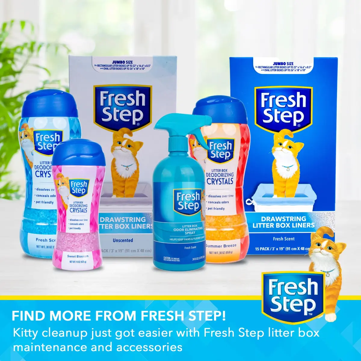 Fresh Step Cat Litter Crystals Deodorizer, Summer Breeze Scent, 850g (30 Ounce) | Non-Toxic Odor Neutralizing Crystals - view 6
