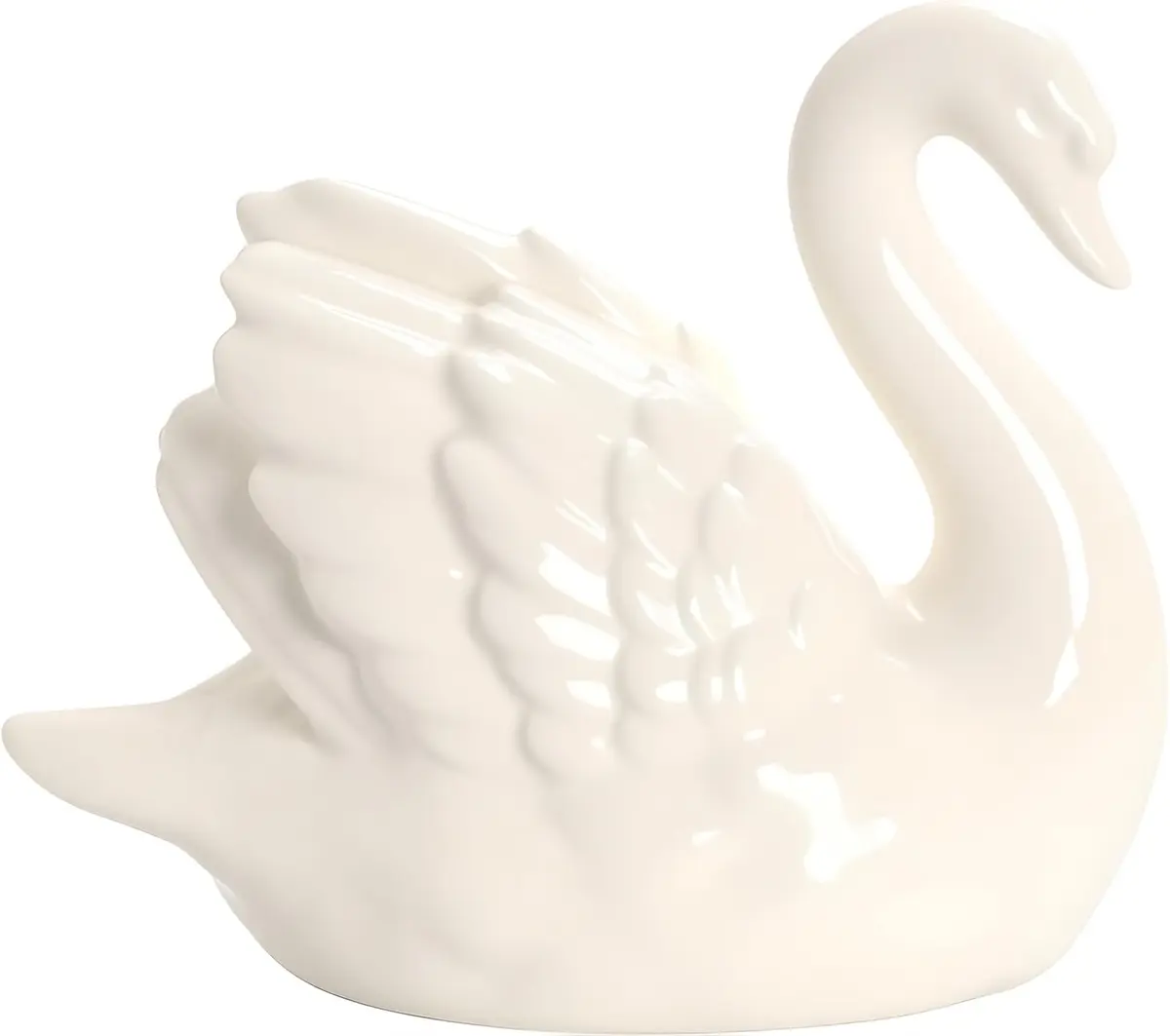 ZKSYLSM Ceramic Swan Figurine - Modern Minimalist Porcelain Statue Art Decor, 3.9"L x 2.1"W x 3.3"H | Elegant Home & Office Accent - main product image