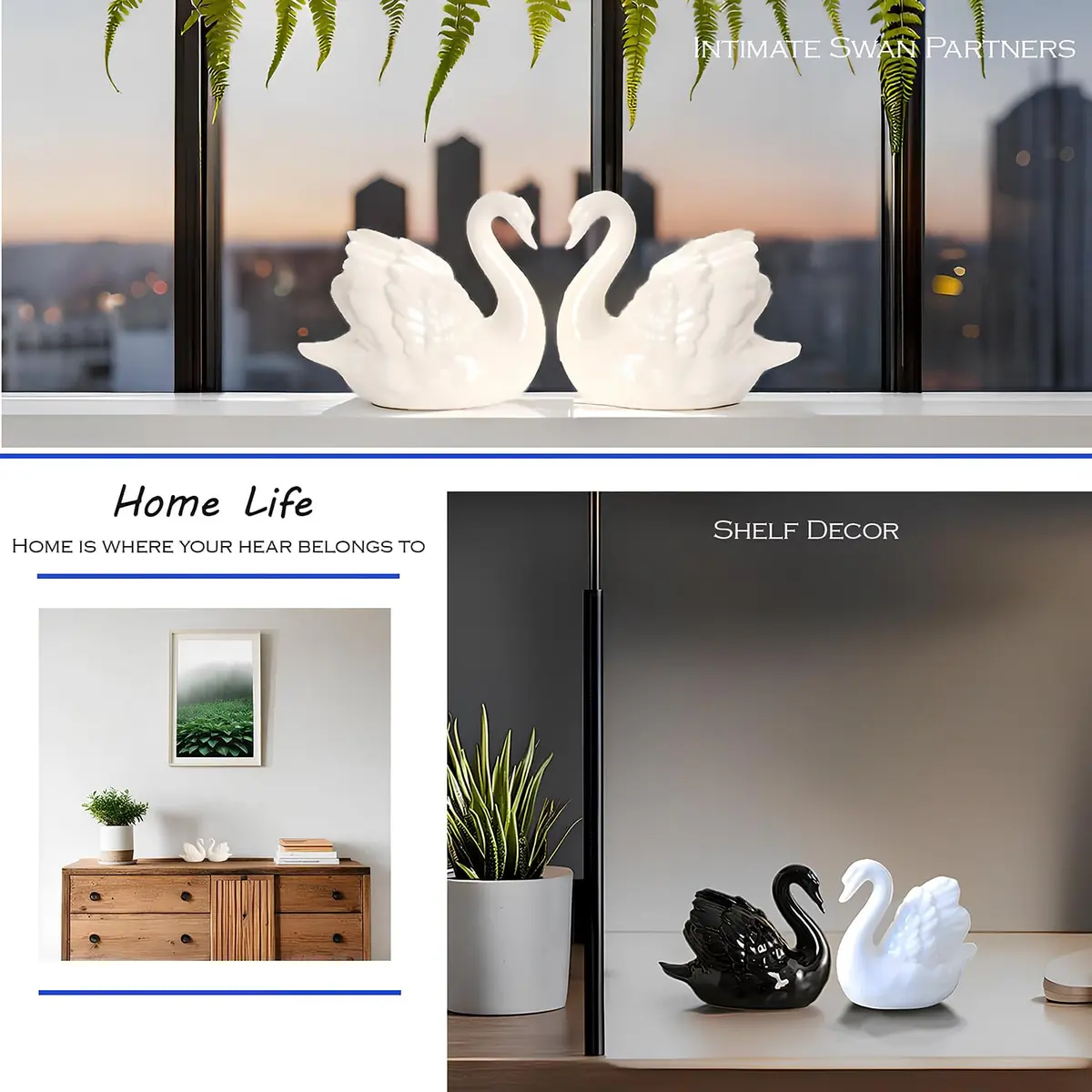 ZKSYLSM Ceramic Swan Figurine - Modern Minimalist Porcelain Statue Art Decor, 3.9"L x 2.1"W x 3.3"H | Elegant Home & Office Accent - view 5