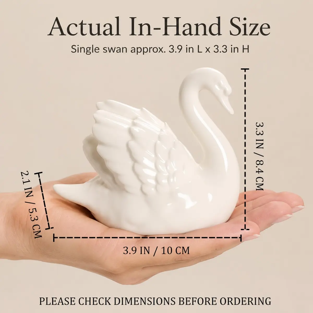 ZKSYLSM Ceramic Swan Figurine - Modern Minimalist Porcelain Statue Art Decor, 3.9"L x 2.1"W x 3.3"H | Elegant Home & Office Accent - view 2