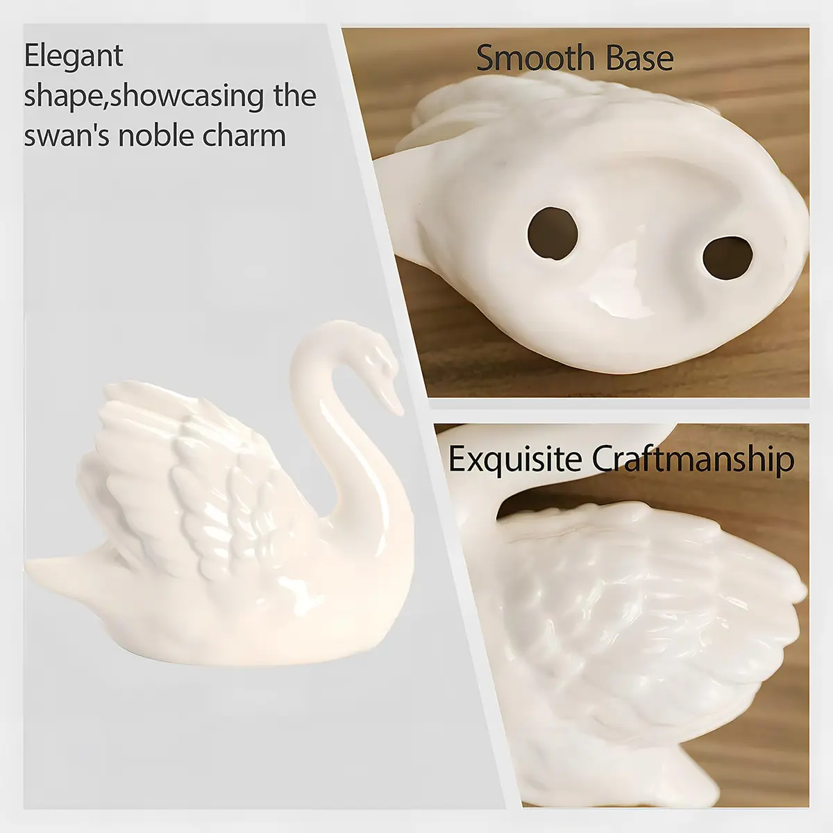 ZKSYLSM Ceramic Swan Figurine - Modern Minimalist Porcelain Statue Art Decor, 3.9"L x 2.1"W x 3.3"H | Elegant Home & Office Accent - view 4