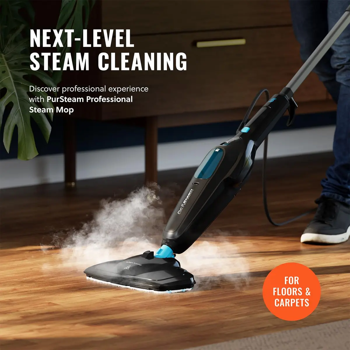Pursteam Multi-Surface Steam Mop Floor Cleaner for Hardwood, Tile & Carpet | Fast Heating & Chemical-Free (70-120 chars) - view 2