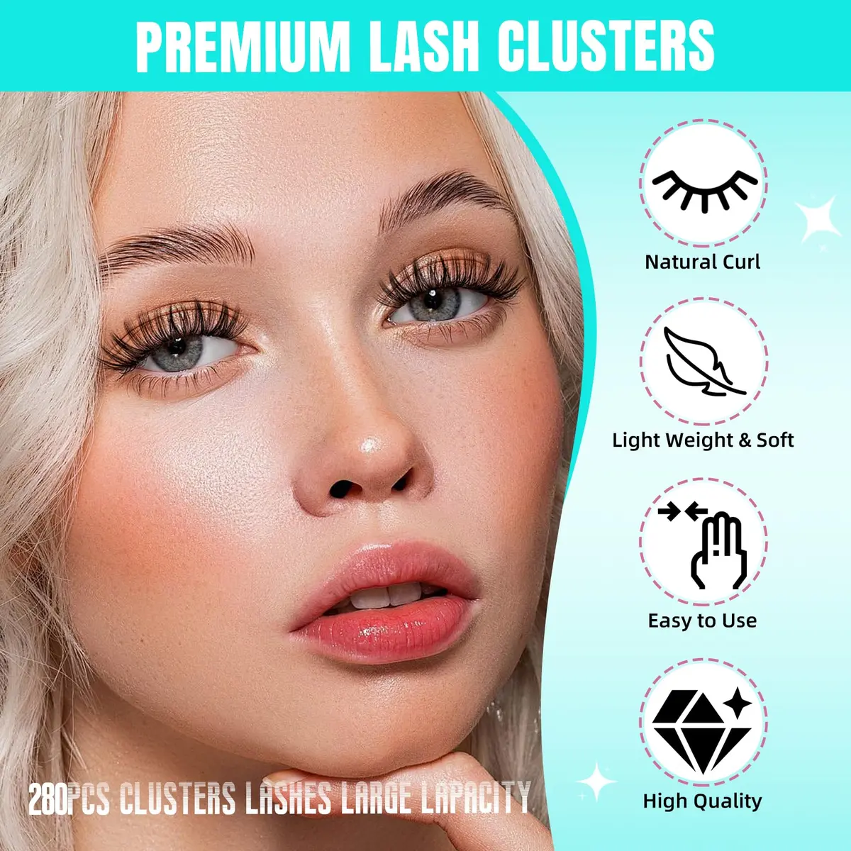 AMZGIRL Lash Clusters 40+50D 12mm Wispy Eyelash Extensions | Natural, Light & Reusable - view 2