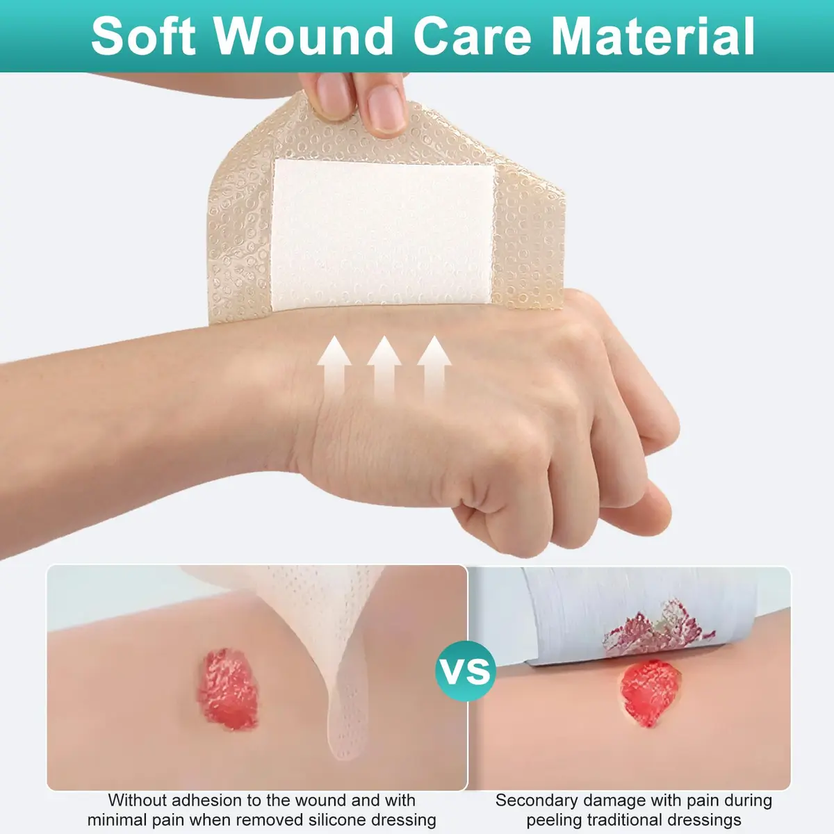 CAKRNPS Silicone Foam Dressing with Adhesive Border 4"x4" | Waterproof Wound Care for Bed Sores & Ulcers - view 6