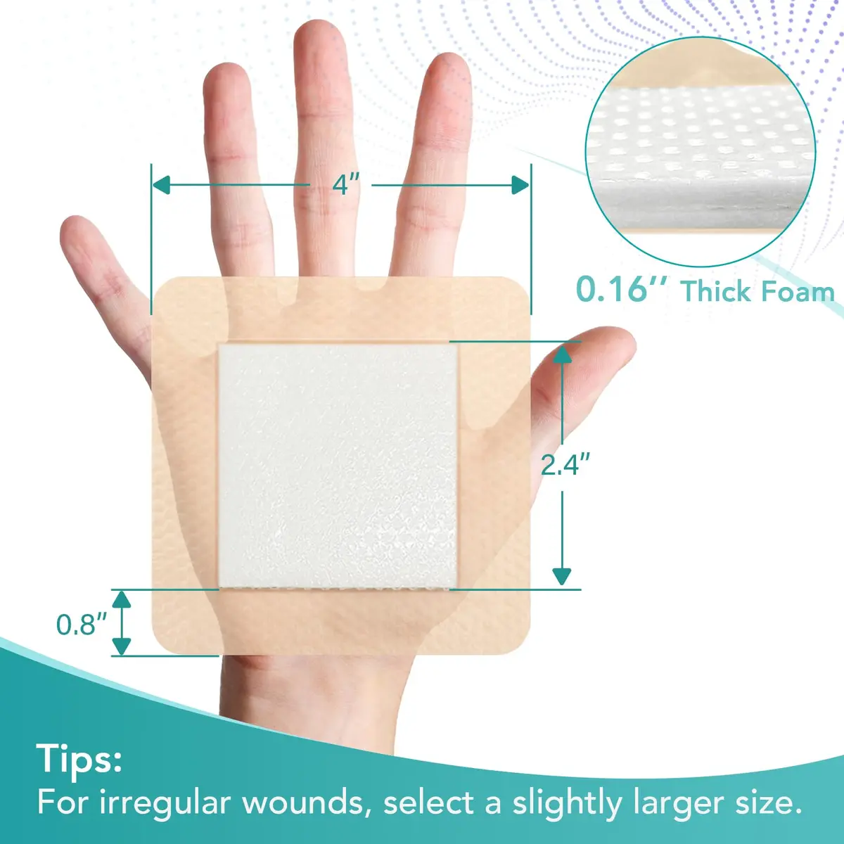 CAKRNPS Silicone Foam Dressing with Adhesive Border 4"x4" | Waterproof Wound Care for Bed Sores & Ulcers - view 2
