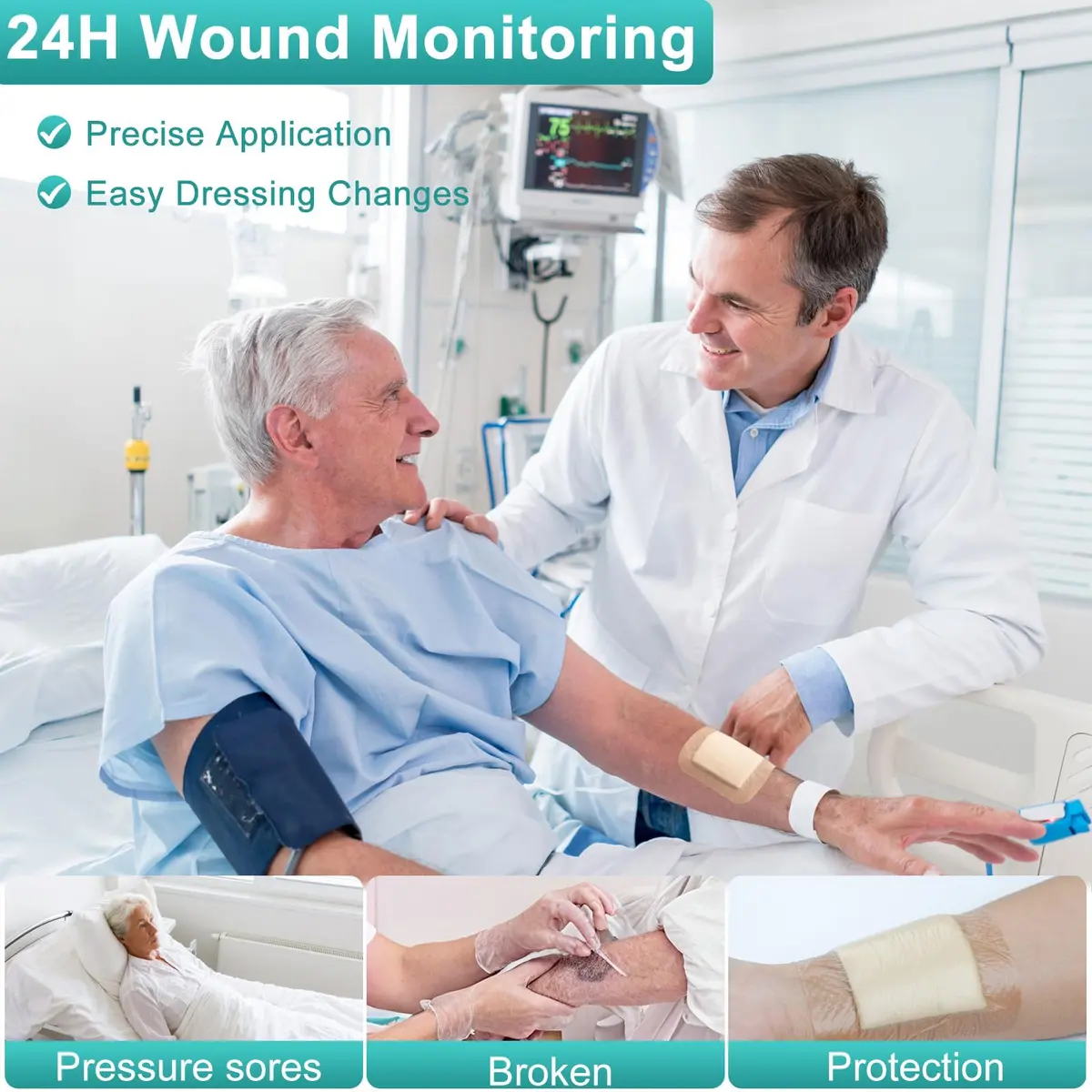 CAKRNPS Silicone Foam Dressing with Adhesive Border 4"x4" | Waterproof Wound Care for Bed Sores & Ulcers - view 3