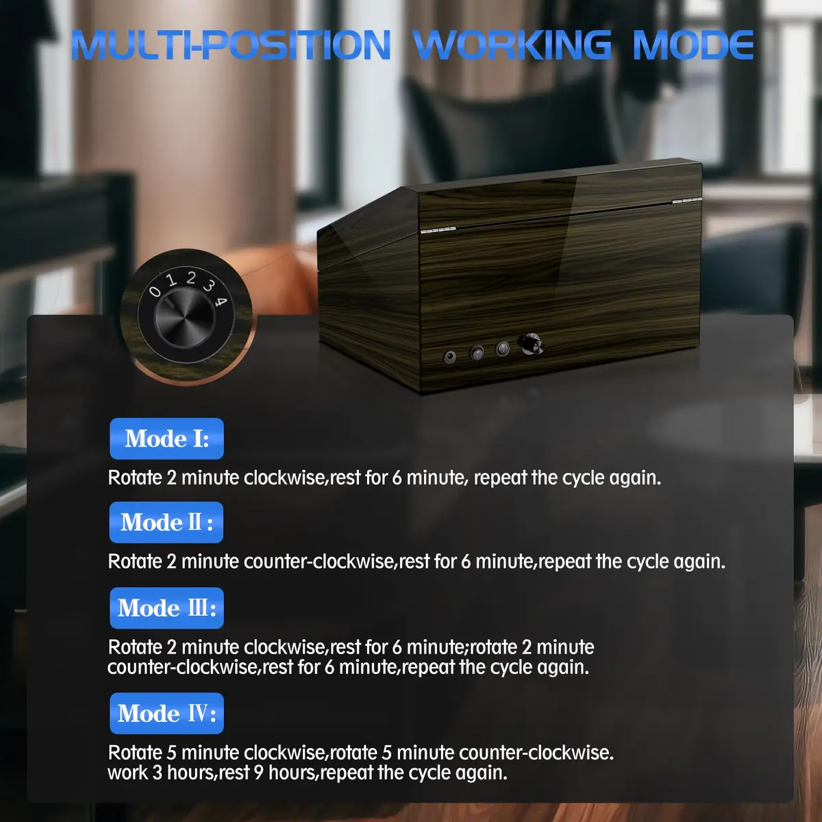 LALAHOO 6 Watch Winders with 6 Storage Spaces | Ultra Quiet Automatic Watch Winder for Automatic Watches with LED Light - view 7