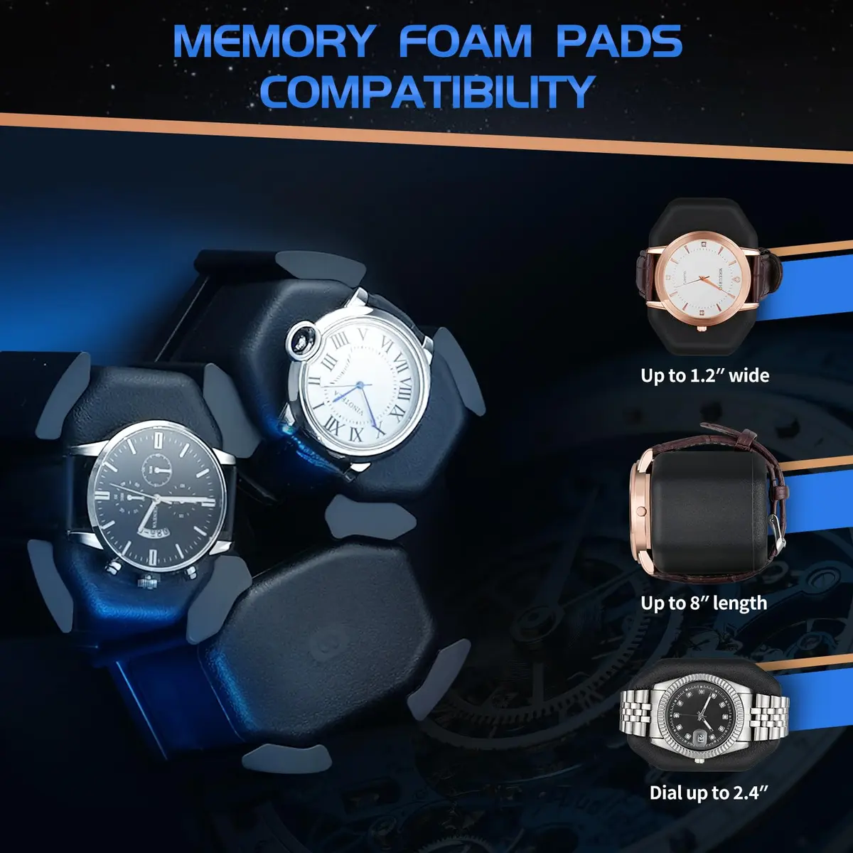 LALAHOO 6 Watch Winders with 6 Storage Spaces | Ultra Quiet Automatic Watch Winder for Automatic Watches with LED Light - view 2