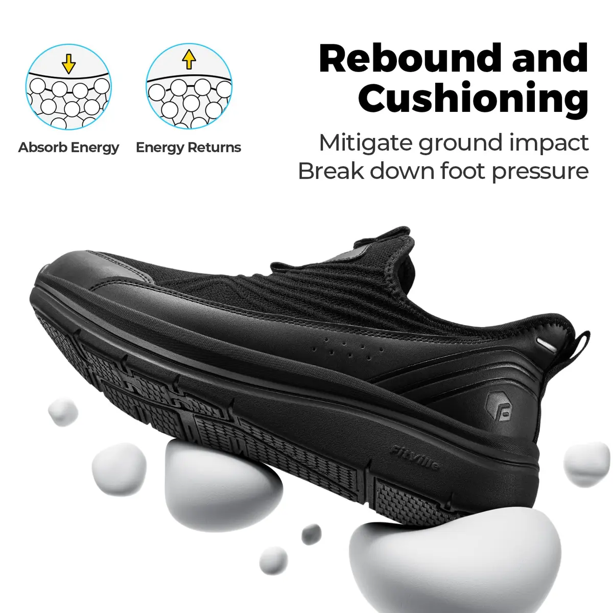 FitVille Men's Extra Wide Slip-On Walking Shoes, Hands-Free Sneakers with Arch Support, 27cm (11 X-Wide) | Comfortable for Standing All Day - view 5