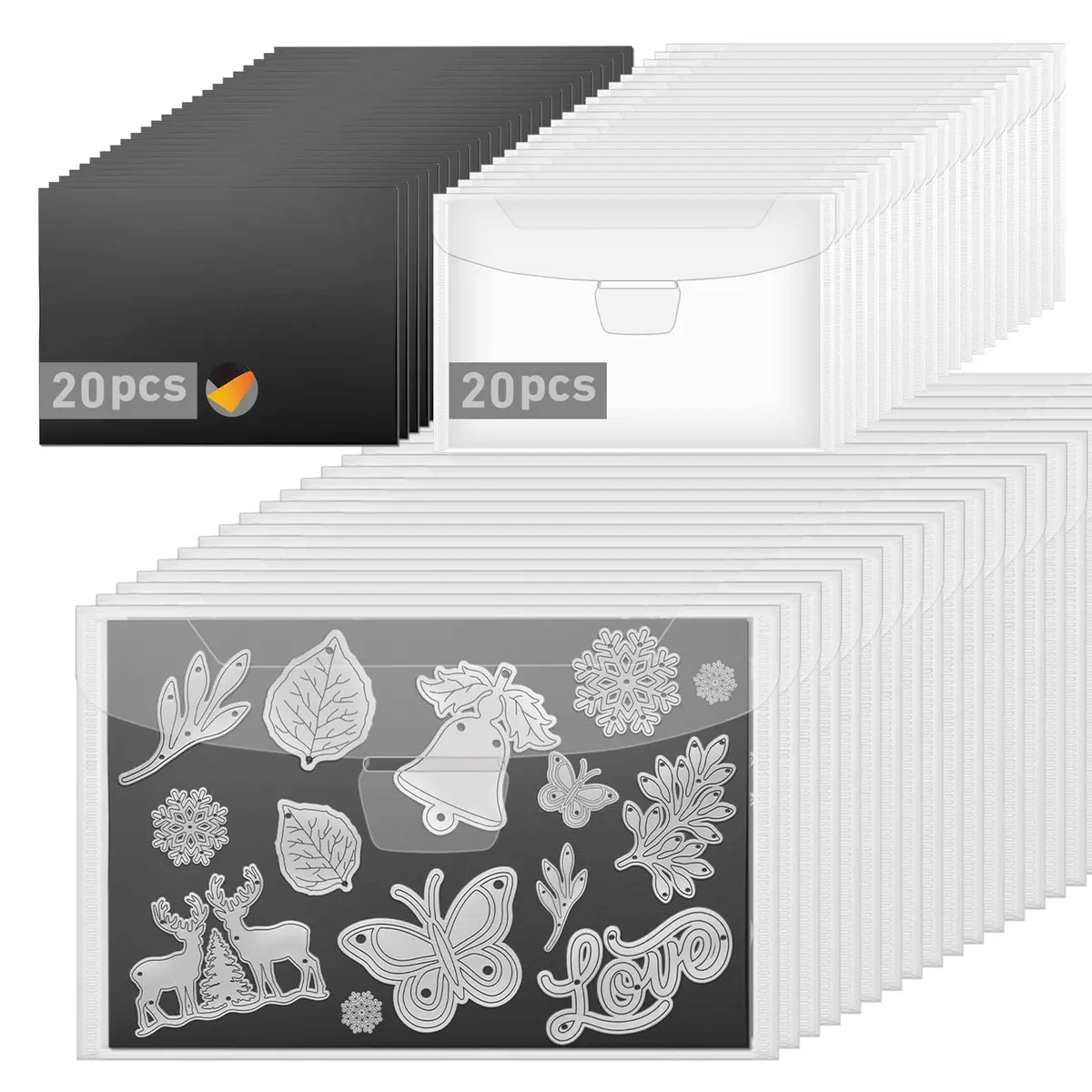 KKJCXY Die Cut Storage Set 20 Sheets +20 Bags | Magnetic & Durable Craft Organizer - main product image
